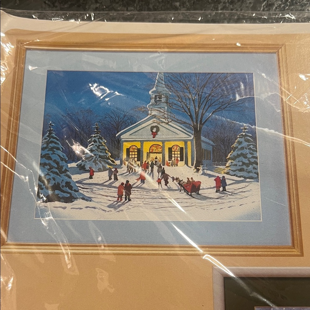 Vintage Winter Church Scene Needlecraft Stitching kit. New in pkg